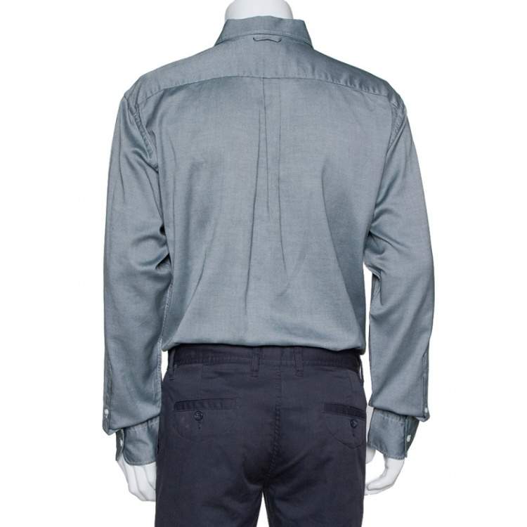 Pre Owned Ermenegildo Zegna Monochrome Oxford Cotton Long Sleeve Shirt XL