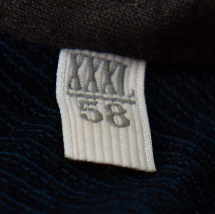 Pre Owned Ermenegildo Zegna Navy Blue Striped Knit Contrast Collar Detail Polo T Shirt 3XL