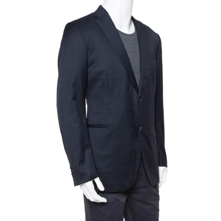Pre Owned Ermenegildo Zegna Navy Blue Wool Button Front Regular Fit Blazer XXL