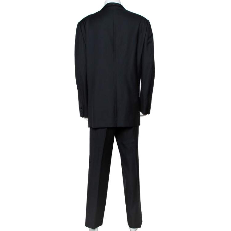 Pre Owned Ermenegildo Zegna Black Wool Contrast Trim Detail Tuxedo 5XL (IT 60L)