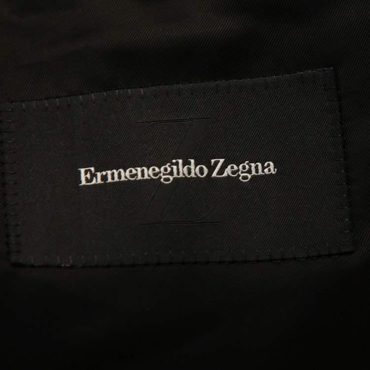 Pre Owned Ermenegildo Zegna Black Wool Contrast Trim Detail Tuxedo 5XL (IT 60L)