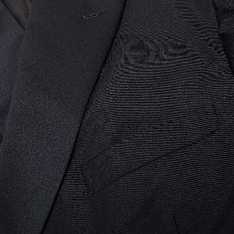 Pre Owned Ermenegildo Zegna Black Wool Contrast Trim Detail Tuxedo 5XL (IT 60L)