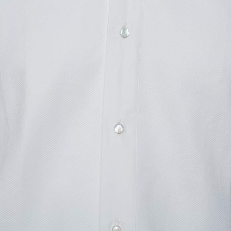 Pre Owned Ermenegildo Zegna White Cotton Wing Collar Detail Tuxedo Shirt M