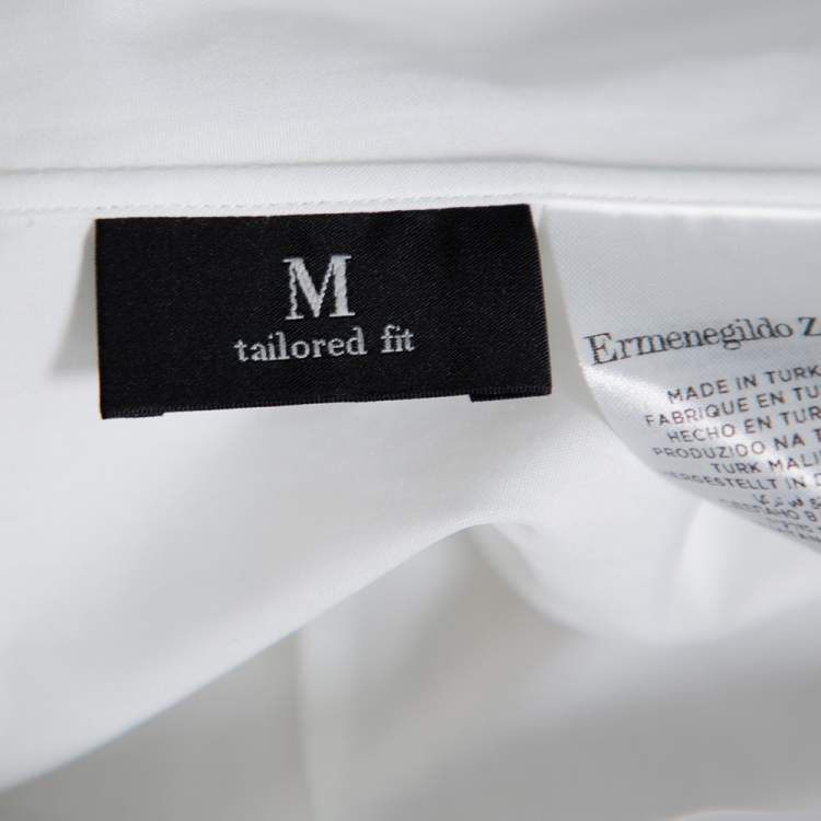 Pre Owned Ermenegildo Zegna White Cotton Wing Collar Detail Tuxedo Shirt M