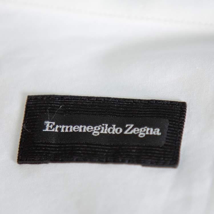 Pre Owned Ermenegildo Zegna White Cotton Wing Collar Detail Tuxedo Shirt M