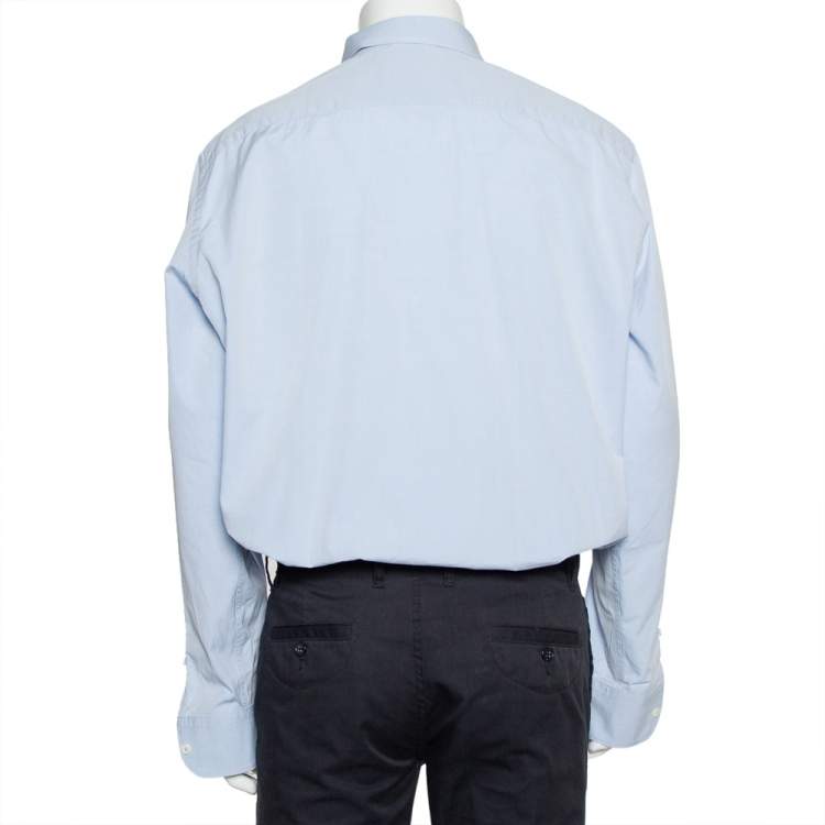 Pre Owned Ermenegildo Zegna Blue Cotton Button Front Shirt XXL