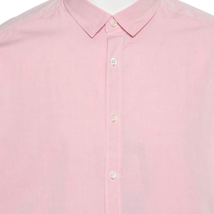 Pre Owned Ermenegildo Zegna Pink Cotton Button Front Shirt XXL   