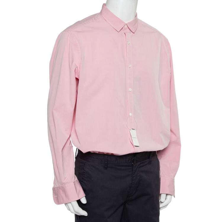 Pre Owned Ermenegildo Zegna Pink Cotton Button Front Shirt XXL   