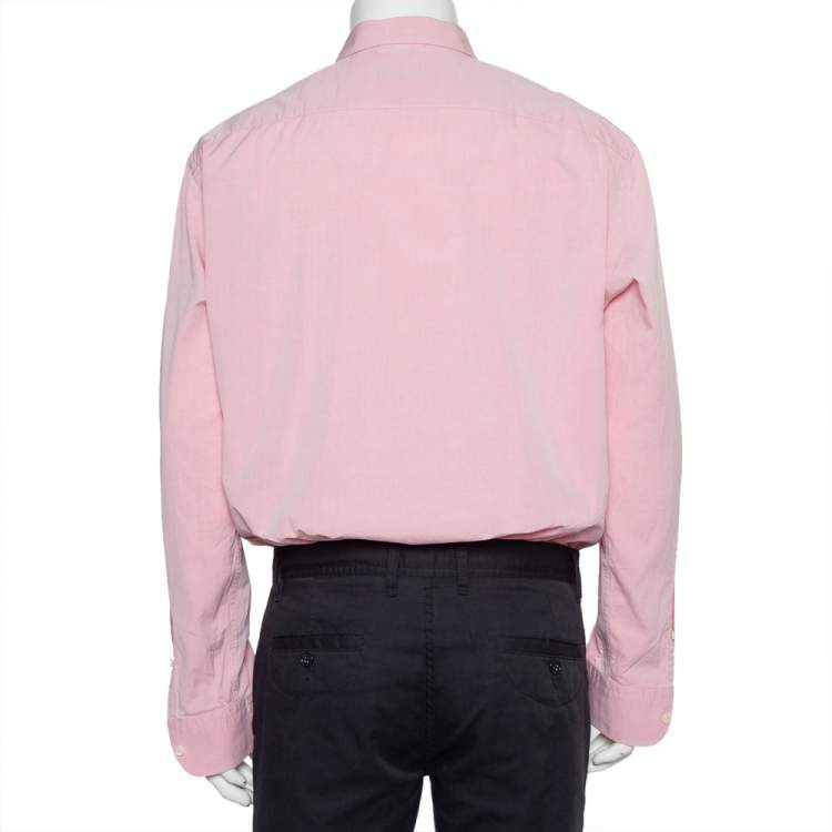 Pre Owned Ermenegildo Zegna Pink Cotton Button Front Shirt XXL   