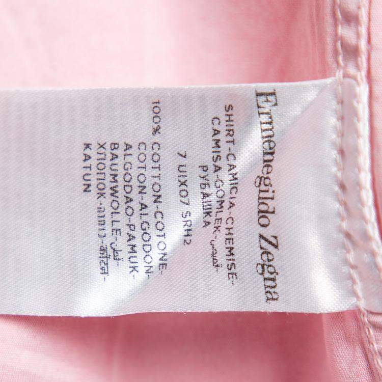 Pre Owned Ermenegildo Zegna Pink Cotton Button Front Shirt XXL   