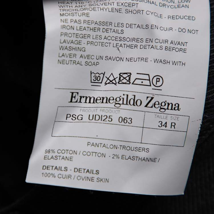 Pre Owned Ermenegildo Zegna Charcoal Grey Denim Slim Fit Jeans L
