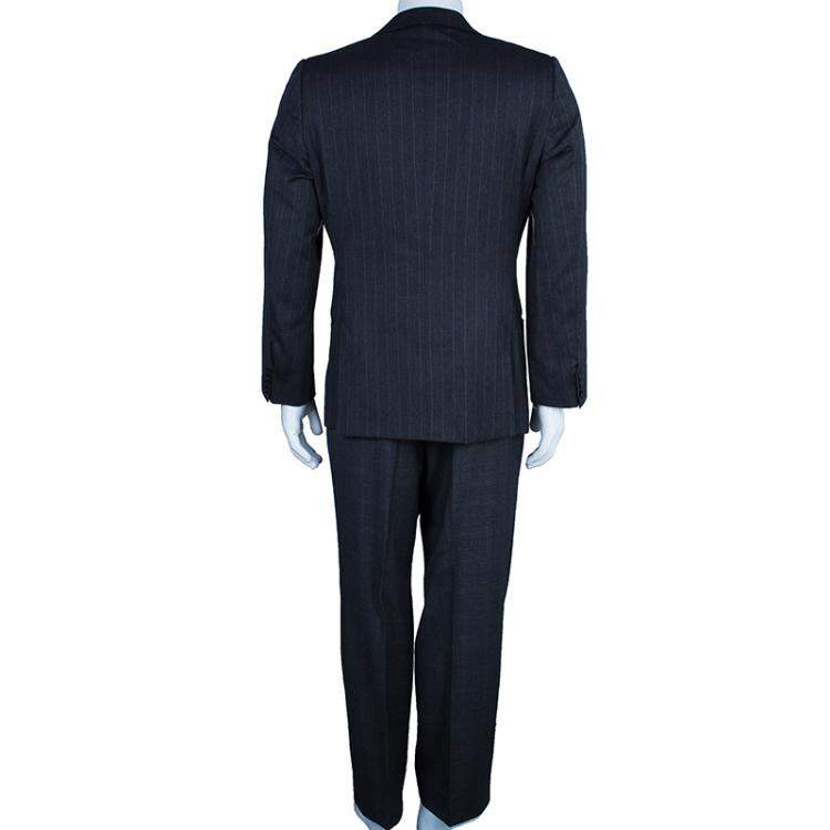 Pre Owned Ermenegildo Zegna Men's Grey Striped Suit M