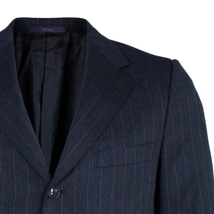 Pre Owned Ermenegildo Zegna Men's Grey Striped Suit M