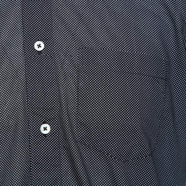 Pre Owned Ermenegildo Zegna Black Dot Printed Cotton Button Front Shirt M