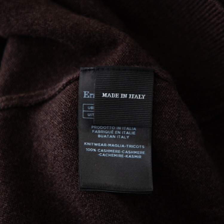 Pre Owned Ermenegildo Zegna Brown Premium Cashmere Zip Detail Sweater XXL