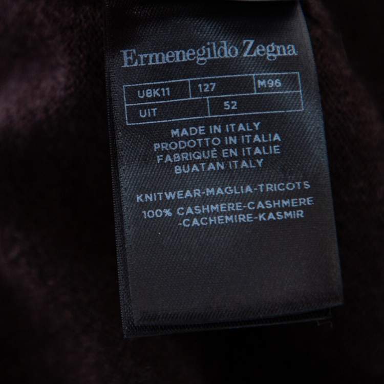 Pre Owned Ermenegildo Zegna Brown Premium Cashmere Zip Detail Sweater XXL