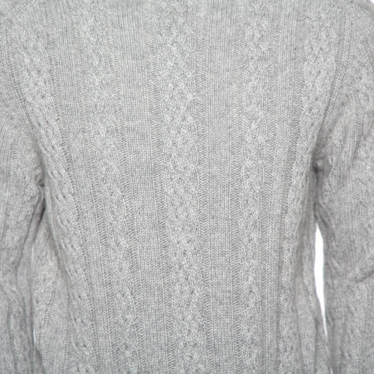 Pre Owned Ermenegildo Zegna Grey Cashmere Knit Turtle Neck Sweater S
