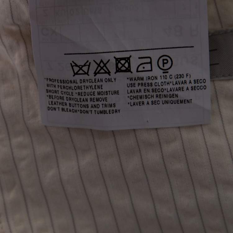 Pre Owned Ermenegildo Zegna Ivory Striped Seer Sucker Cotton Single Breasted Blazer M