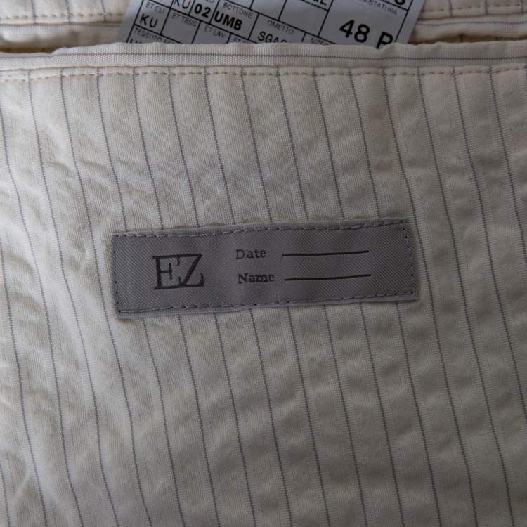 Pre Owned Ermenegildo Zegna Ivory Striped Seer Sucker Cotton Single Breasted Blazer M