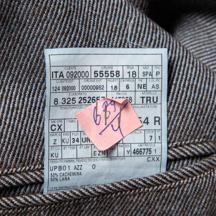 Pre Owned Ermenegildo Zegna Two-Toned Cashmere & Wool Single Breasted Blazer XXL 
