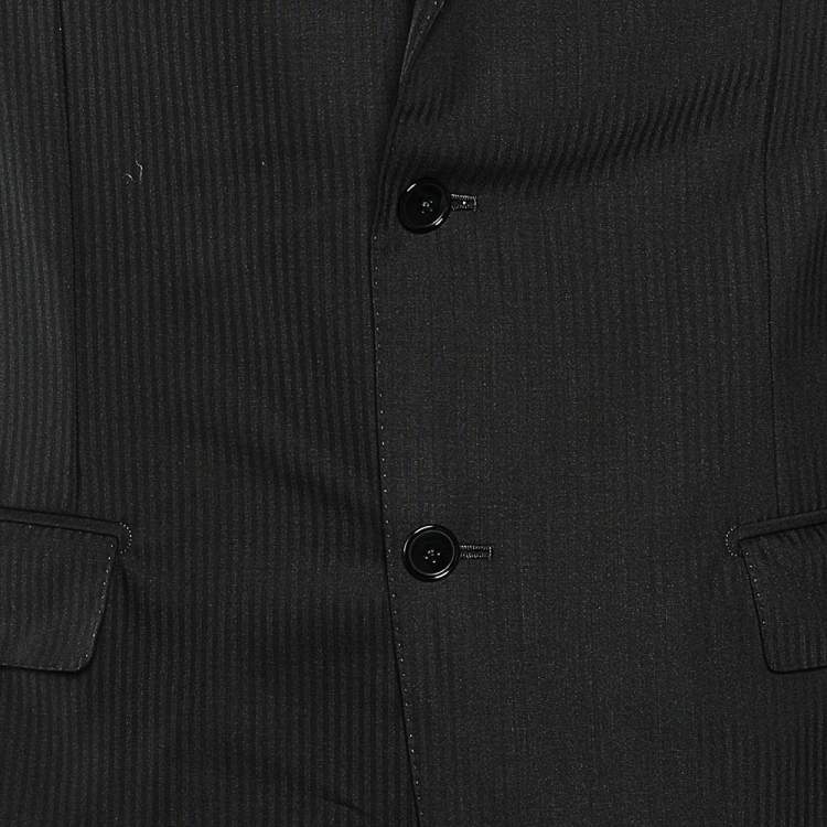 Pre Owned Ermenegildo Zegna Black Tonal Striped Wool Blazer L