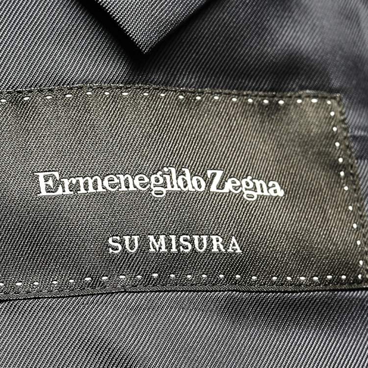 Pre Owned Ermenegildo Zegna Dark Blue Tonal Striped Wool Blazer L