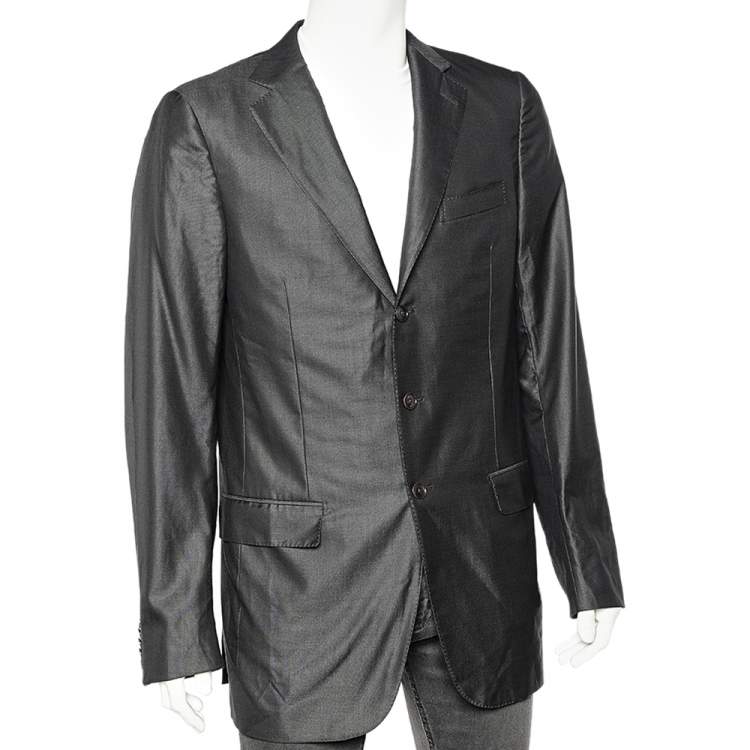 Pre Owned Ermenegildo Zegna Grey Wool Blazer L