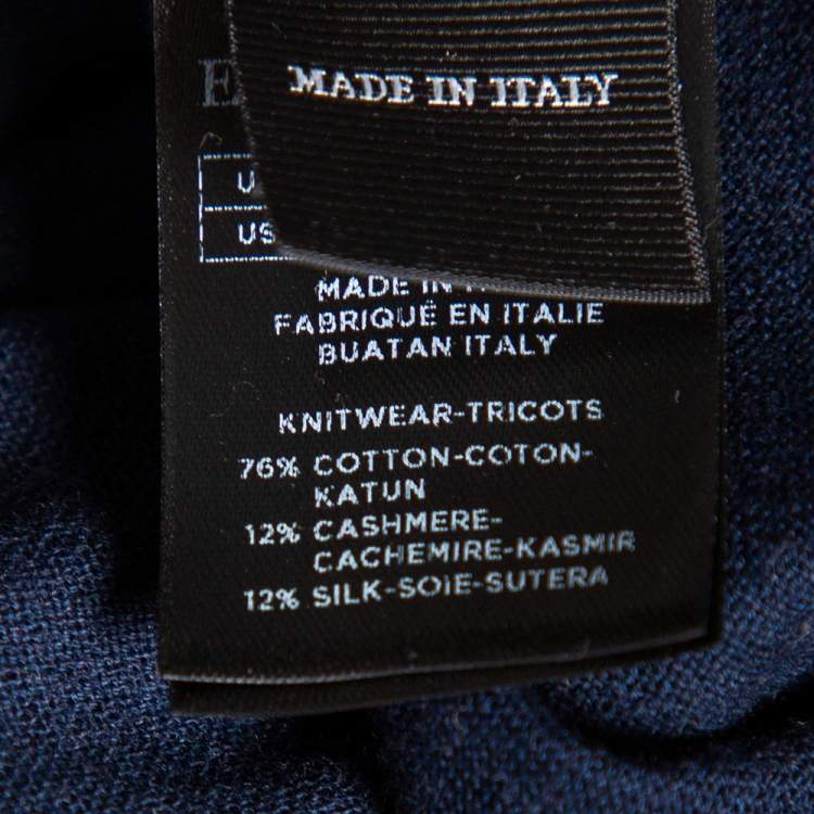 Pre Owned Ermenegildo Zegna Navy Blue Knit Cotton Long Sleeve Jumper M 