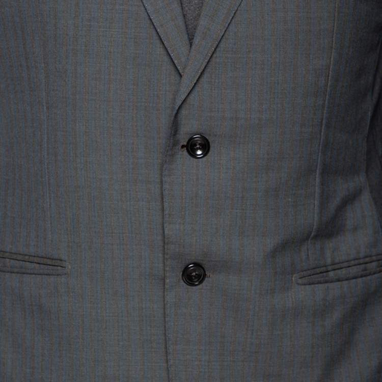 Pre Owned Ermenegildo Zegna Cool Effect Grey Striped Wool Regular Fit Mila Blazer L