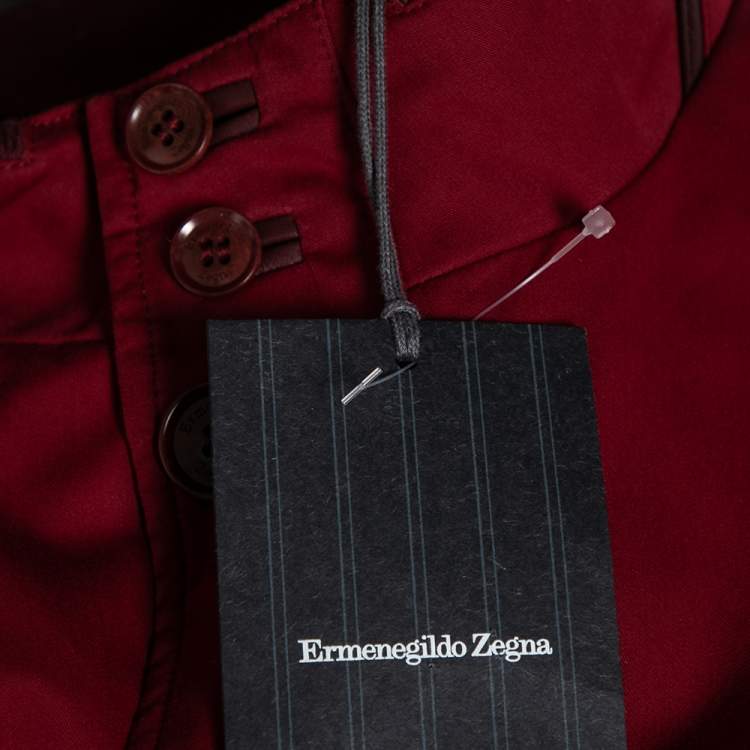 Pre Owned Ermenegildo Zegna Red Cotton Padded Sleeveless Jacket 3XL