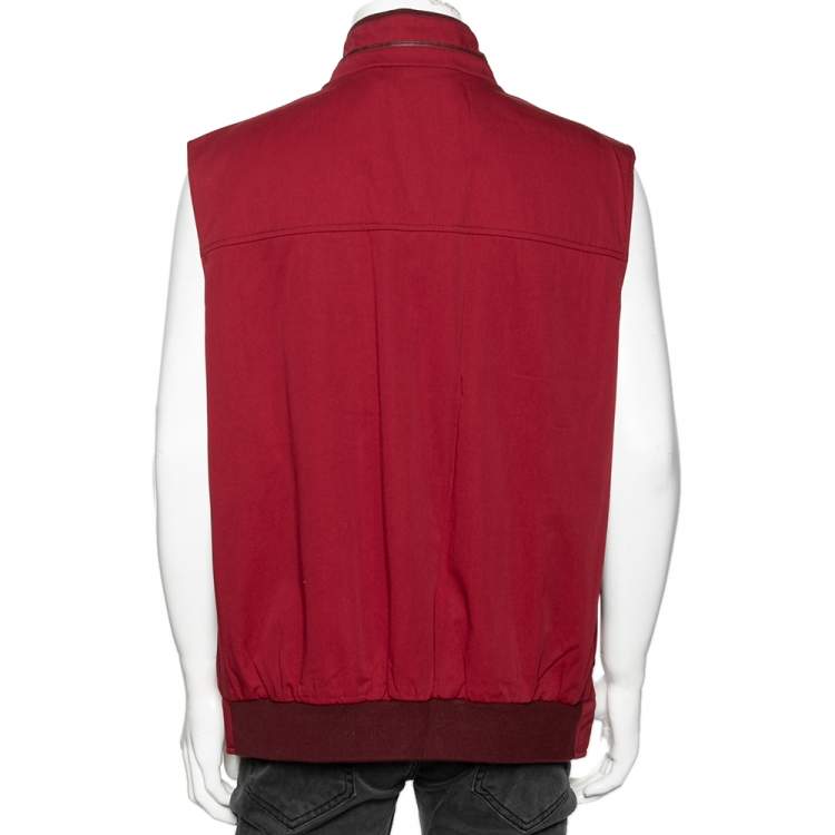 Pre Owned Ermenegildo Zegna Red Cotton Padded Sleeveless Jacket 3XL