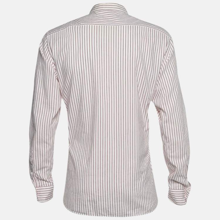 Long-sleeved Cotton Shirt - Red/black striped - Men