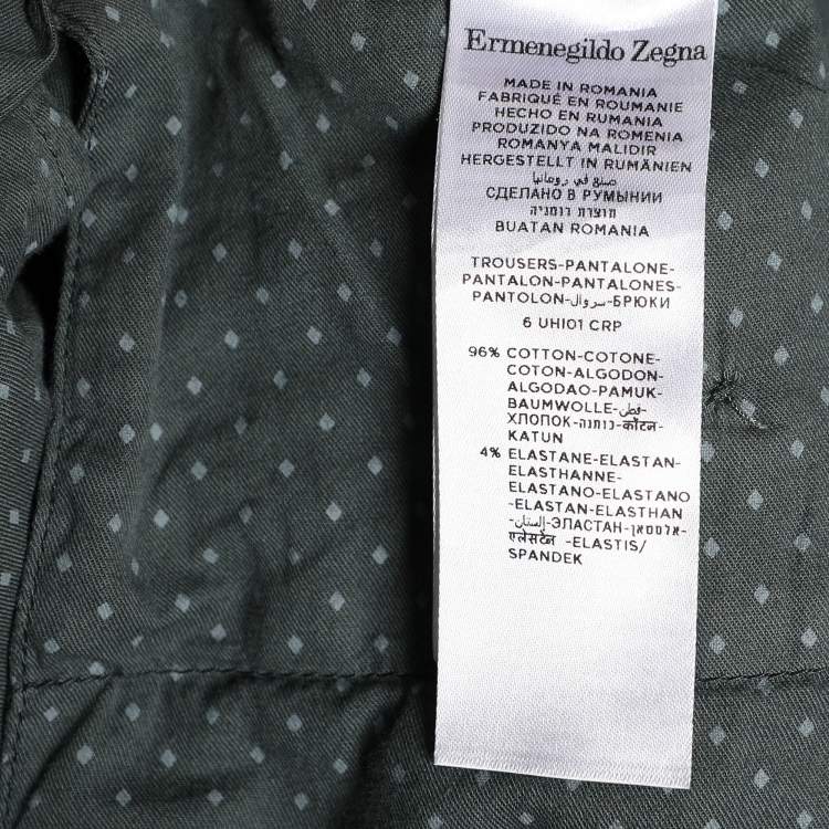 Pre Owned Ermenegildo Zegna Green Cotton Tapered Pants XL