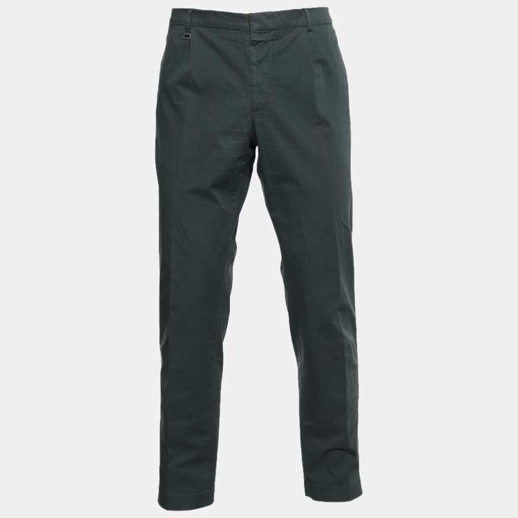 Pre Owned Ermenegildo Zegna Green Cotton Tapered Pants XL