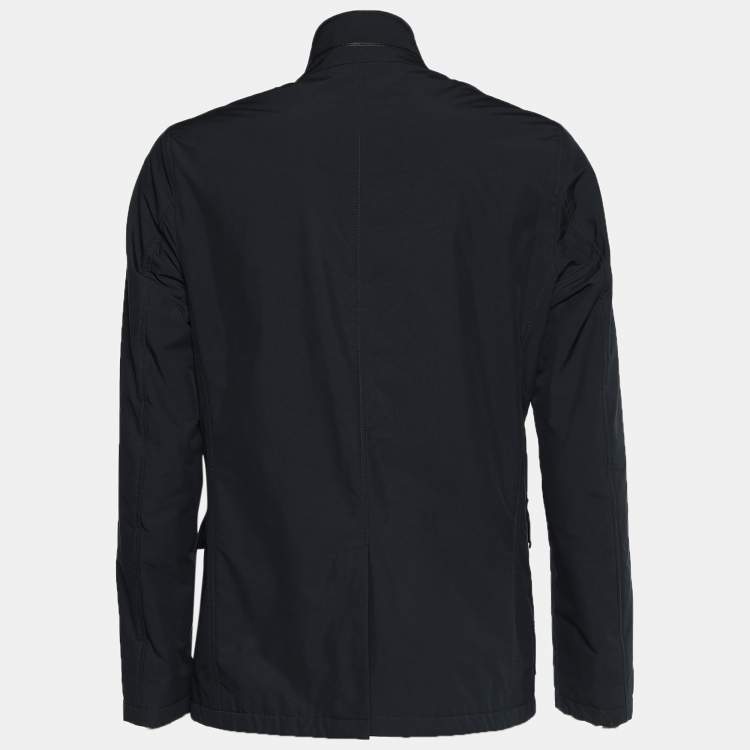 Pre Owned Ermenegildo Zegna Navy Blue Synthetic Button & Zip Front Jacket XL