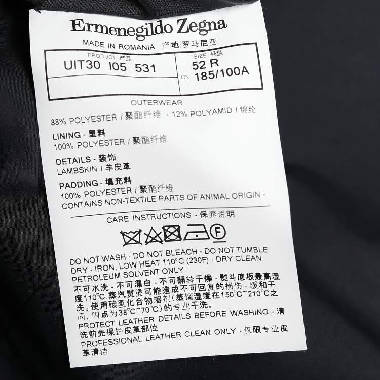 Pre Owned Ermenegildo Zegna Navy Blue Synthetic Button & Zip Front Jacket XL