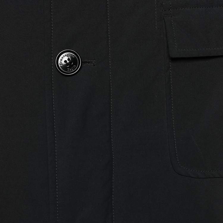 Pre Owned Ermenegildo Zegna Navy Blue Synthetic Button & Zip Front Jacket XL