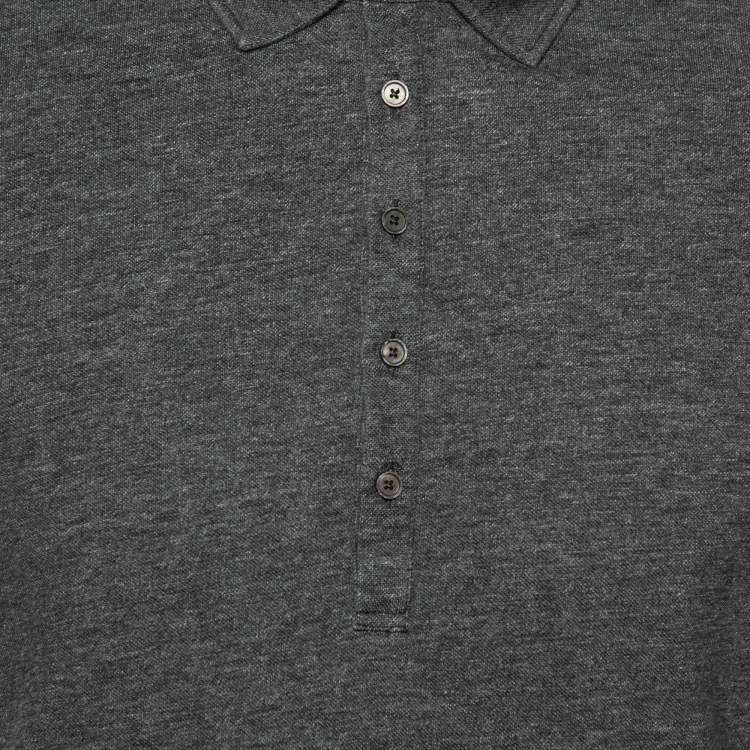 Pre Owned Ermenegildo Zegna Grey Cotton Short Sleeve Polo T-Shirt M