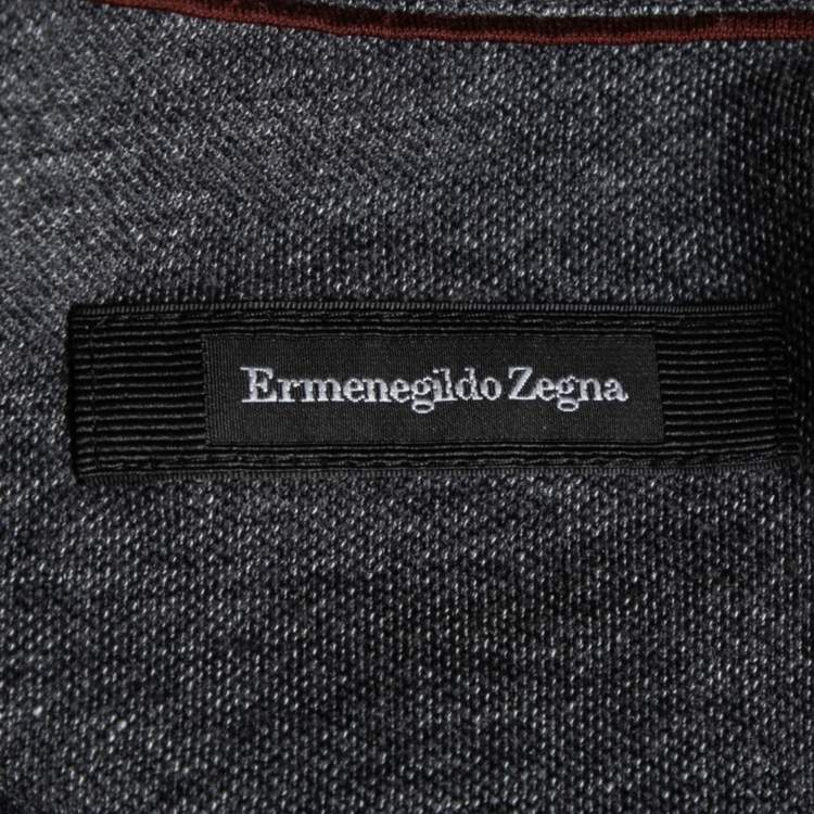 Pre Owned Ermenegildo Zegna Grey Cotton Short Sleeve Polo T-Shirt M