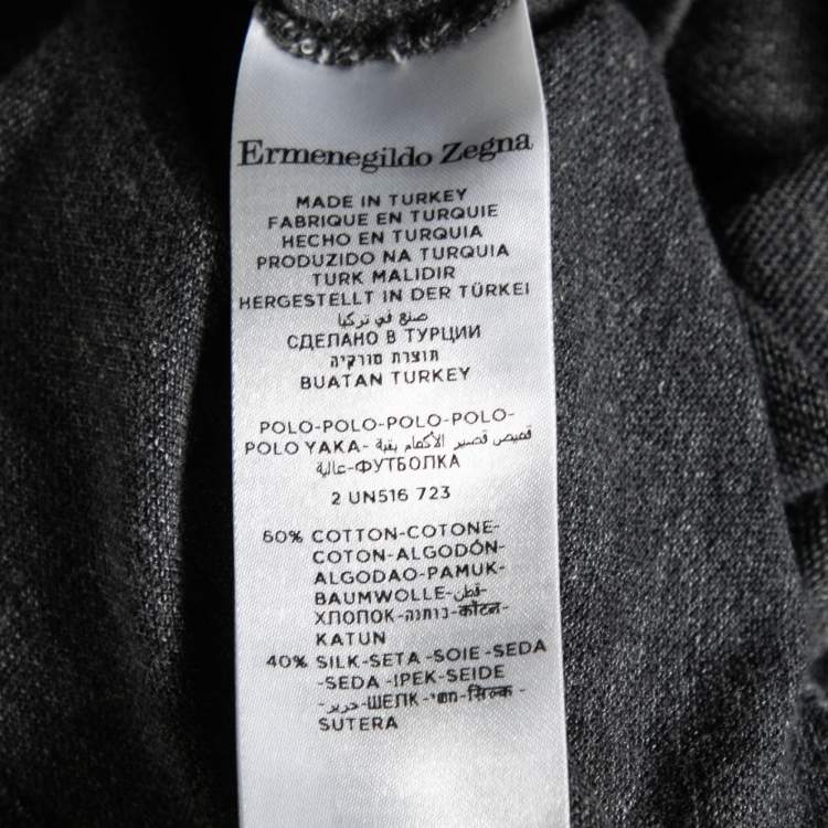 Pre Owned Ermenegildo Zegna Grey Cotton Short Sleeve Polo T-Shirt M