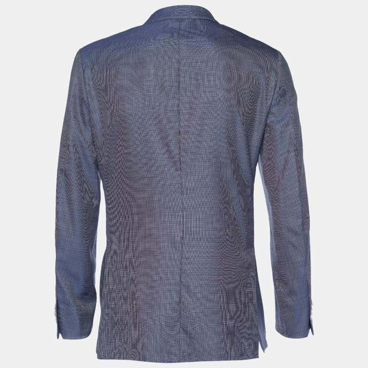 Pre Owned Ermenegildo Zegna Blue Wool Single Breasted Blazer Custom Fit 