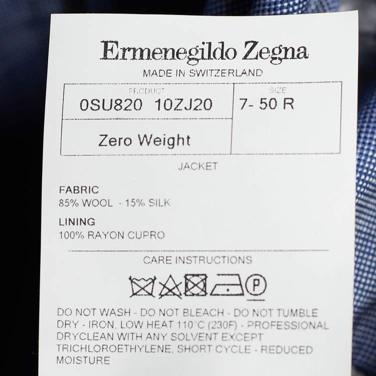 Pre Owned Ermenegildo Zegna Blue Wool Single Breasted Blazer Custom Fit 
