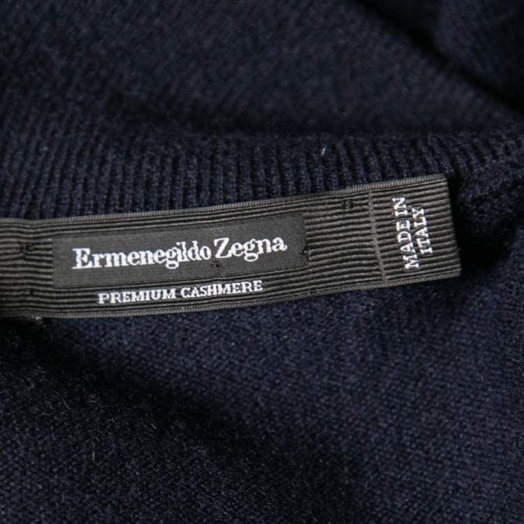 Pre Owned Ermenegildo Zegna Navy Blue Cashmere Long Sleeve Jumper M