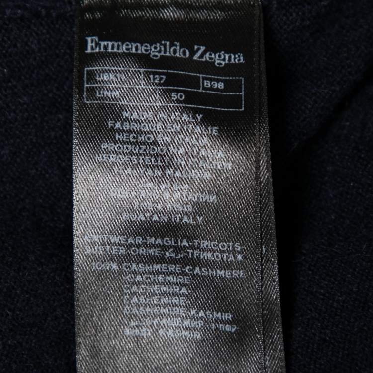 Pre Owned Ermenegildo Zegna Navy Blue Cashmere Long Sleeve Jumper M