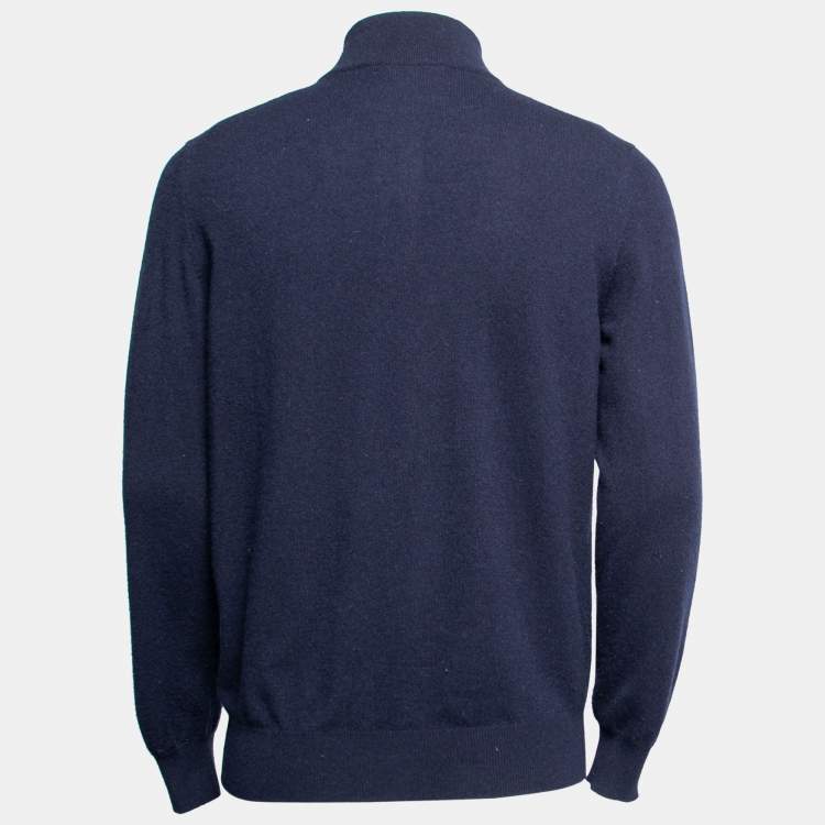 Pre Owned Ermenegildo Zegna Navy Blue Cashmere Long Sleeve Jumper M
