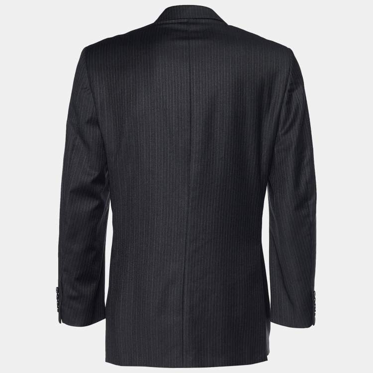 Pre Owned Ermenegildo Zegna Grey Striped Wool Single Breasted Blazer XL