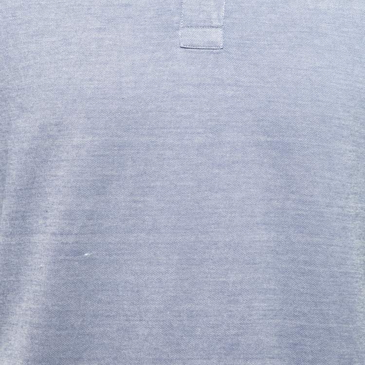 Pre Owned Ermenegildo Zegna Blue Cotton & Silk Short Sleeve Polo T-Shirt XL