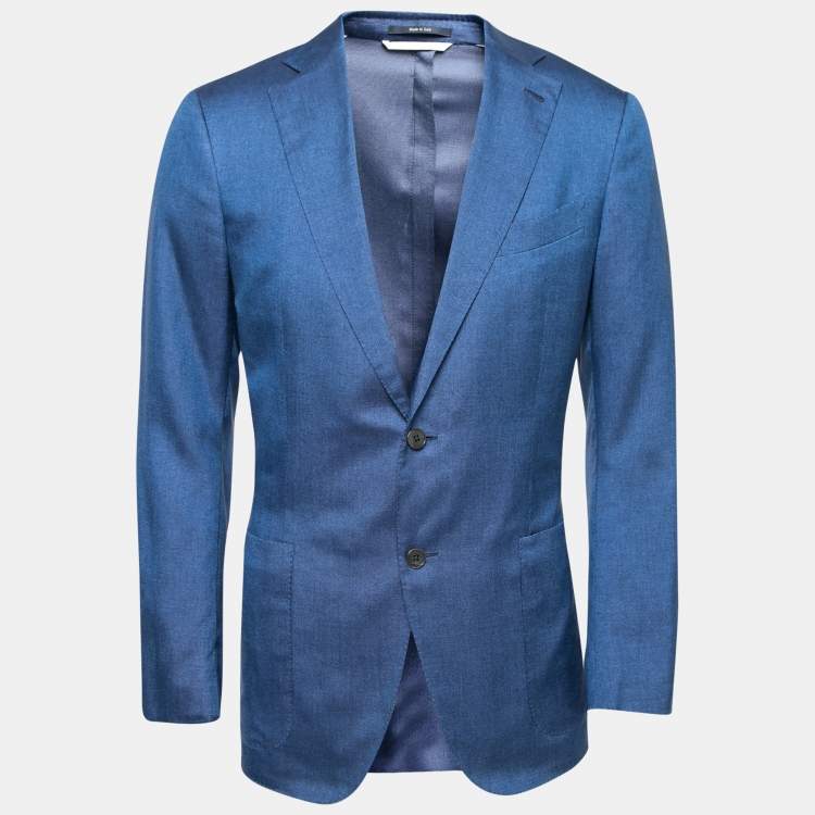 Pre Owned Ermenegildo Zegna Blue Silk Single Breasted Blazer L