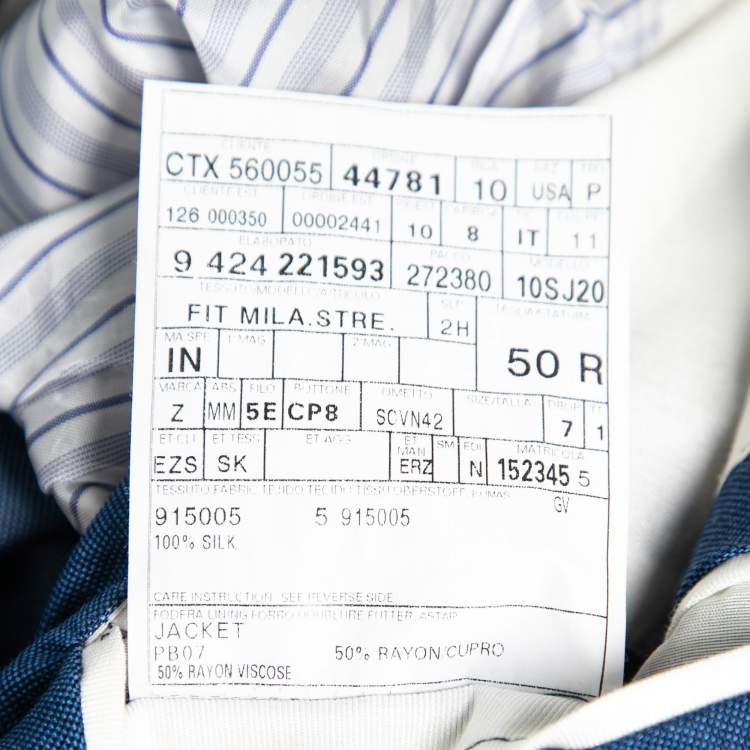 Pre Owned Ermenegildo Zegna Blue Silk Single Breasted Blazer L