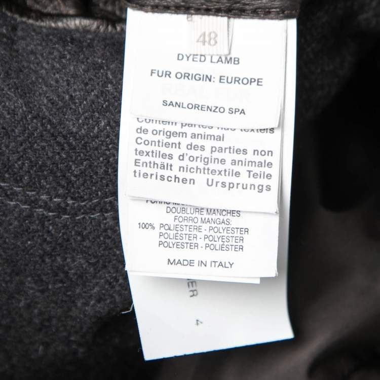Pre Owned Ermenegildo Zegna Brown Padded Silk Leather Trimmed Jacket M